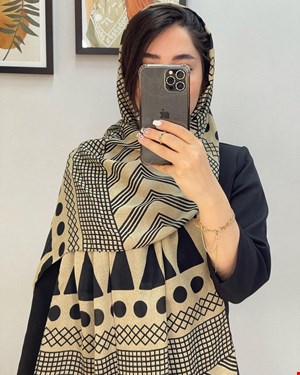 شال نخی تم مشکی کرم